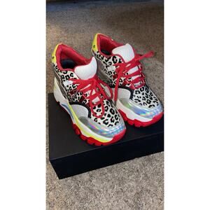 ANTHONY WANG Lime-01 Hidden Wedge Platform Sneakers Leopard Women’s 7.5 EDM FEST